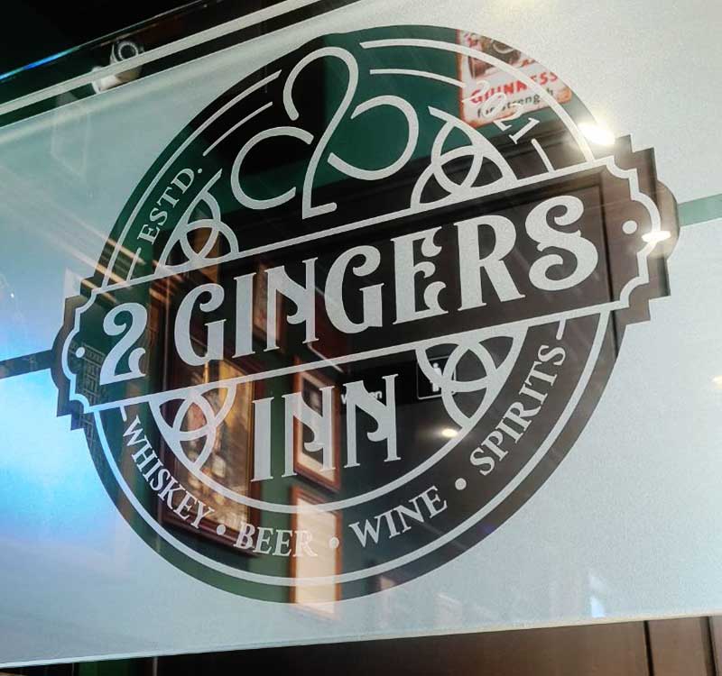 2 Gingers Inn Etched Glass